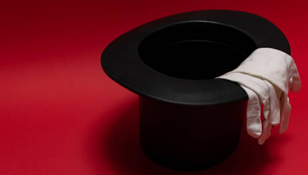 istock Gentleman's club, top hat, white gloves, bow tie, on a red background. 1325202906