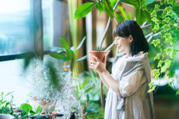 istock A young woman looking at the foliage plants 1325204346