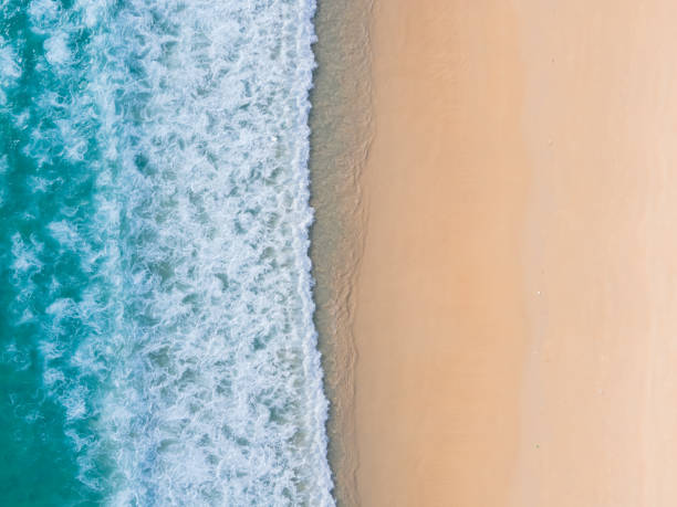 istock Top view sea water on beach sand 1325205499