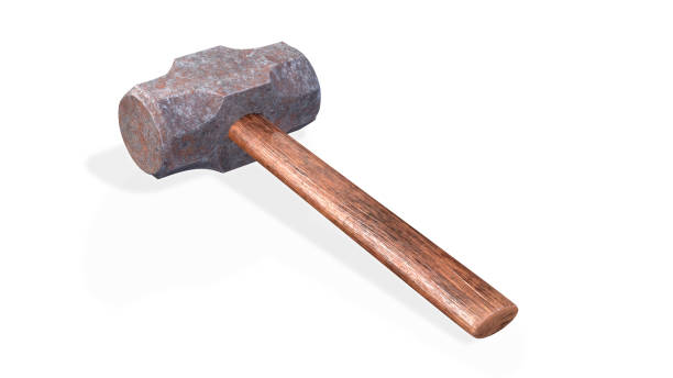 istock Rusty metal sledge hammer isolated on white background 1325206337