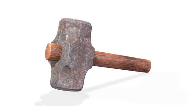 istock Rusty metal sledge hammer isolated on white background 1325206341