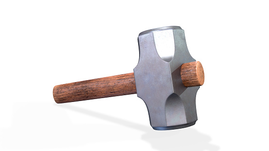 Metal sledge hammer isolated on white background. 3d render illustration