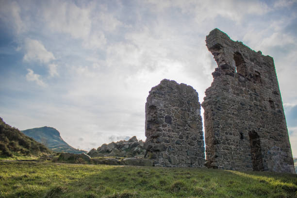 Façade of Saint Anthony's Chapel Ruins in Arthur seat in Edinburgh, Scotland stock photo