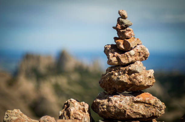 creating a pile with several stones of different sizes achieving balance and peace in Montserrat mountain