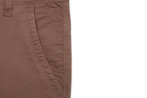 istock Side pocket of brown pants on white. 1325218779