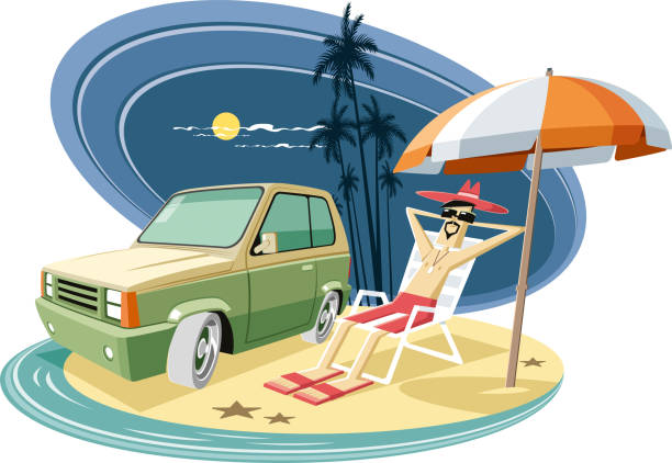 Take a break Easy editable beach
and tourist vector illustration.
All elements was layered seperately... tanning stickers stock illustrations