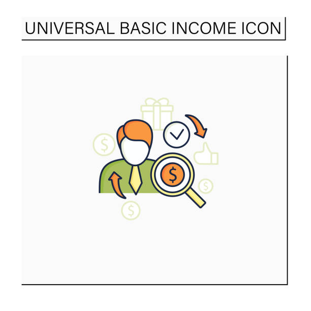 Universal basic income color solo Individual payment color icon. Portion of total payout amount. Personal deposit.Universal basic income concept. Isolated vector illustration tax silhouettes stock illustrations
