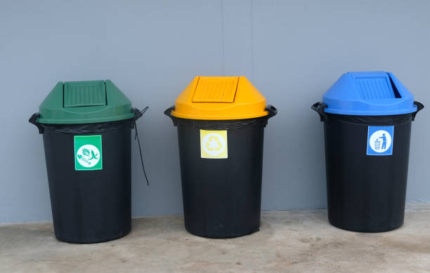istock Three trash bins used to separate types of waste, 1325236922