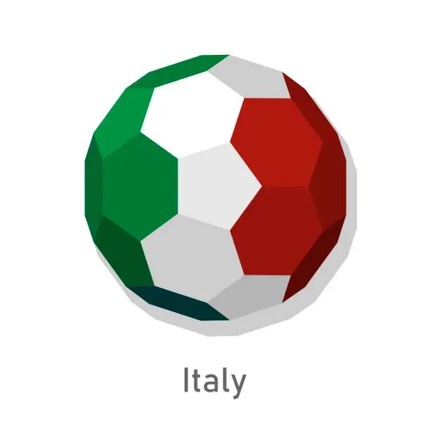 Vector illustration of 3D soccer ball with Italy team flag.