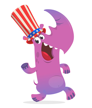 Funny Cartoon Rhino Wearing Uncle Sam Hat Character Design For American  Independence Day Vector Illustration For Print Poster Or Invitation Stock  Illustration - Download Image Now - iStock