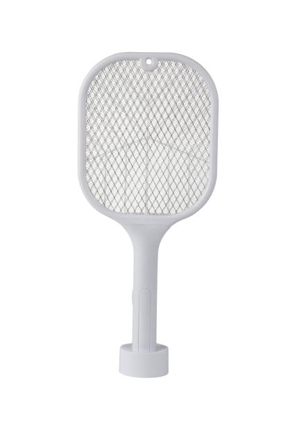 istock Electric mosquito killer racket shape isolated on white 1325243574