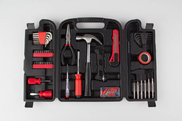 istock Black tool box with instrument and tools isolated on white 1325243595