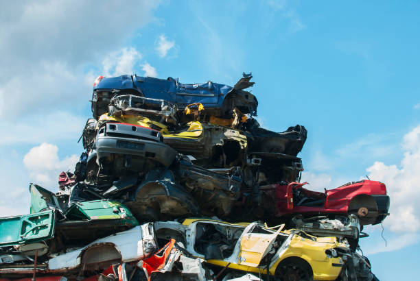 istock Pile of crushed cars 1325244542