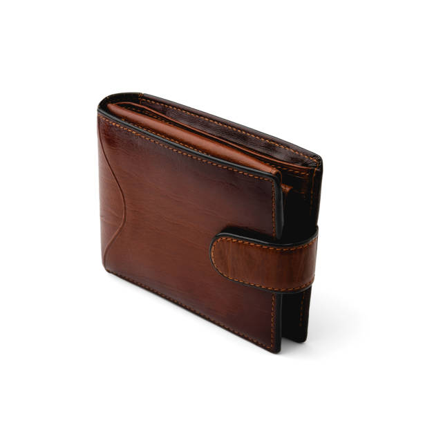istock Leather wallet made of leather on a white isolated background. 1325244851