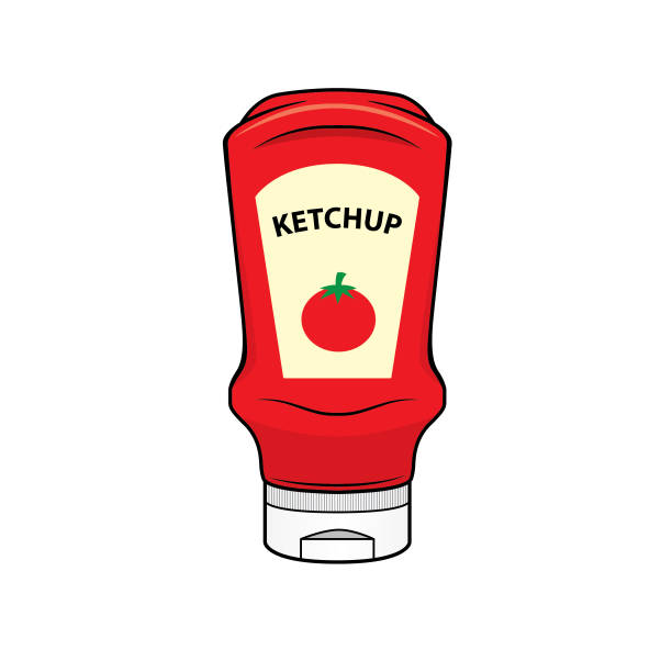 illustrazioni stock, clip art, cartoni animati e icone di tendenza di ketchup dei cartoni animati per bambini questa è un'illustrazione vettoriale per la formazione prescolare e domestica per genitori e insegnanti. - condiment