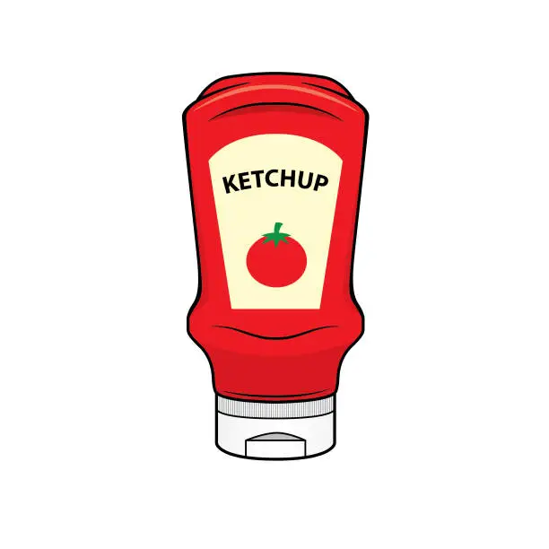 Vector illustration of Cartoon ketchup for kids This is a vector illustration for preschool and home training for parents and teachers.