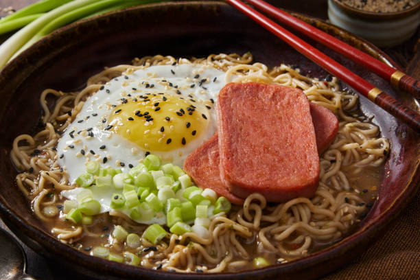 istock Japanese Style Breakfast with Fried Spiced Ham 1325248990
