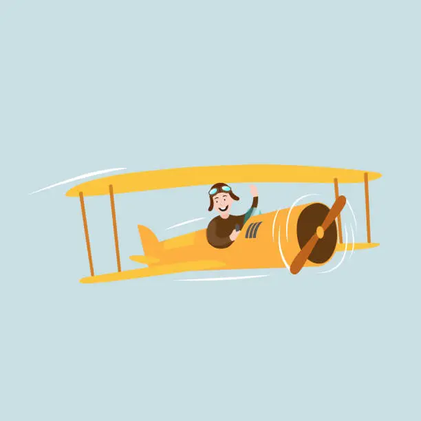 Vector illustration of Yellow old airplane