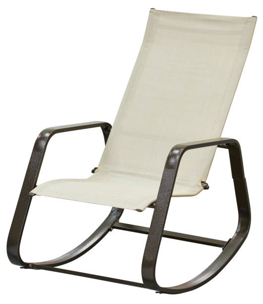 istock White steel beach rocking chair on white background 1325257794