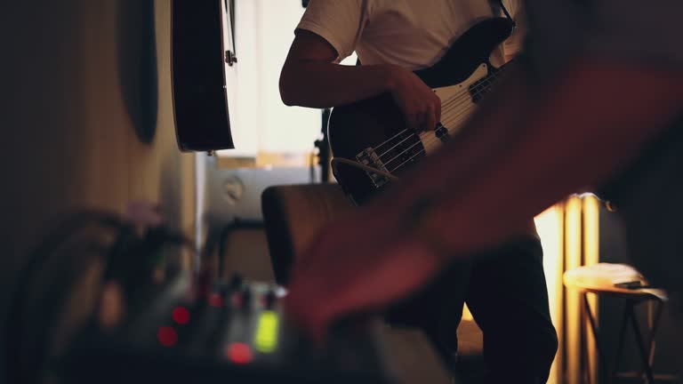 Man recording music in the studio