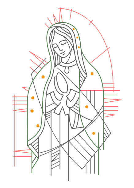 digitale illustration unserer lieben frau von guadalupe - religiöse darstellung stock-grafiken, -clipart, -cartoons und -symbole