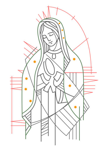 Digital illustration of Our Lady of Guadalupe Digital illustration or drawing of Our Lady of Guadalupe virgin mary stock illustrations