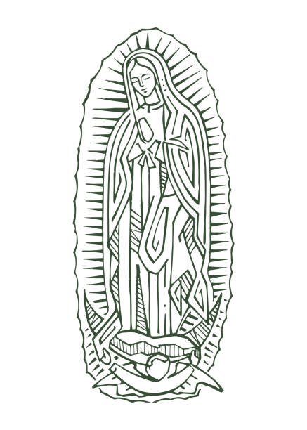 Digital illustration of Our Lady of Guadalupe Digital illustration or drawing of Our Lady of Guadalupe virgen de guadalupe stock illustrations