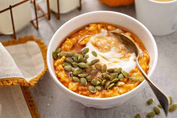 istock Pumpkin oatmeal with yogurt and pumpkin seeds 1325270142