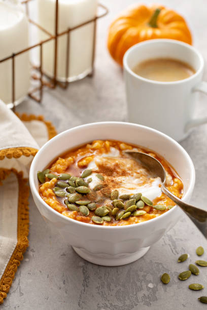 istock Pumpkin oatmeal with yogurt and pumpkin seeds 1325270145