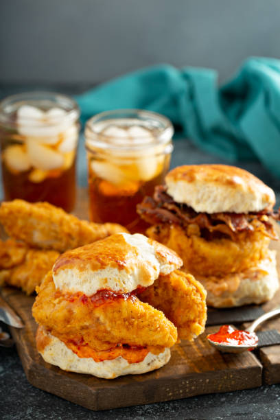istock Breakfast biscuit sandwiches with fried chicken 1325270192