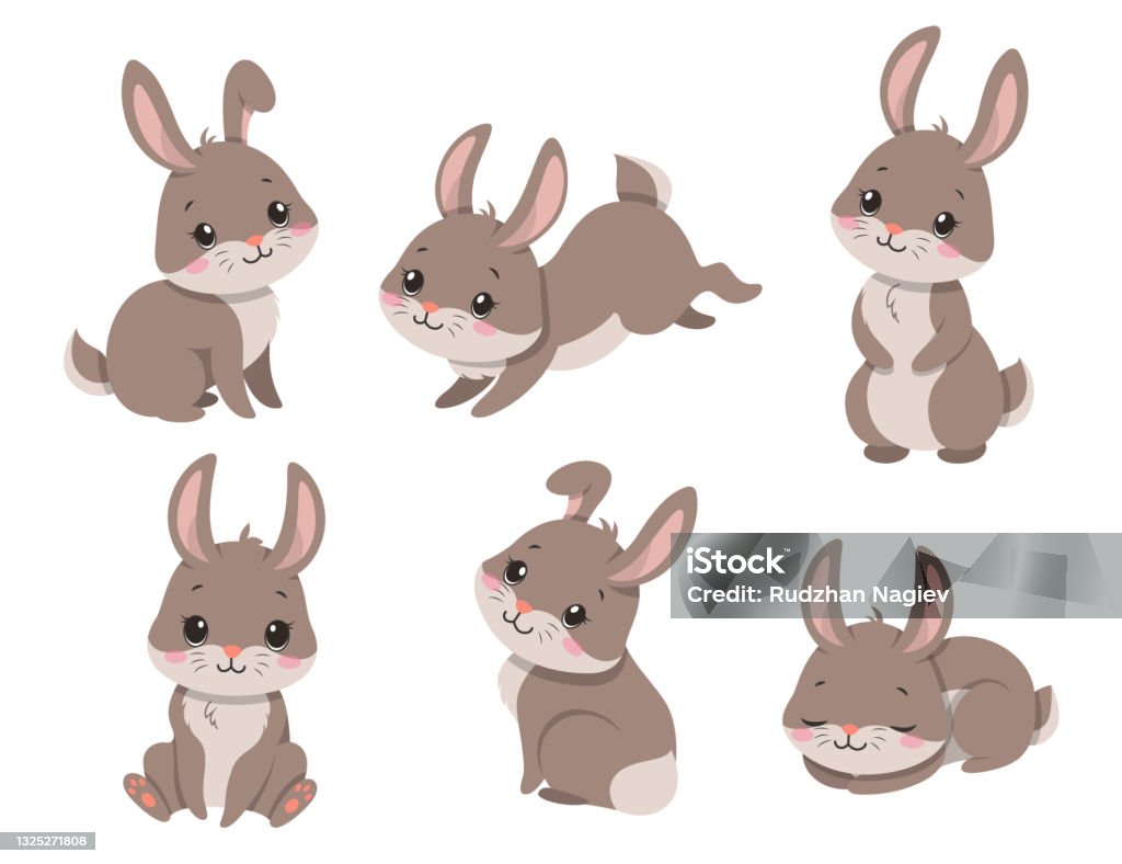 Ilustración de Lindos Conejos De Dibujos Animados y más Vectores Libres de  Derechos de Conejo - Animal - Conejo - Animal, Monada, Sentado - iStock