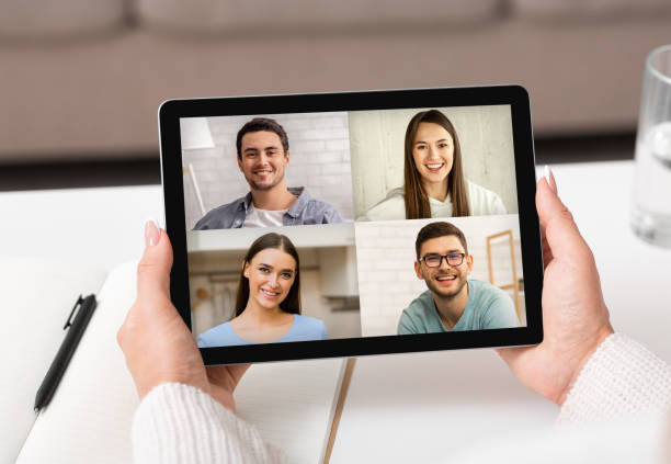 istock Social distance and new normal, chat, online conference during covid-19 lockdown 1325276231