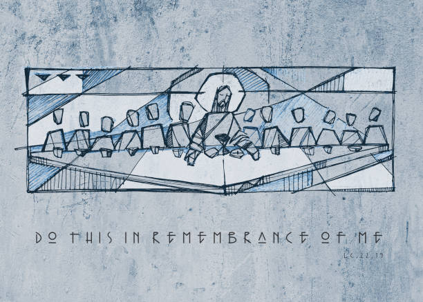 ilustraciones, imágenes clip art, dibujos animados e iconos de stock de jesucristo y los discípulos en la última cena - la ultima cena original