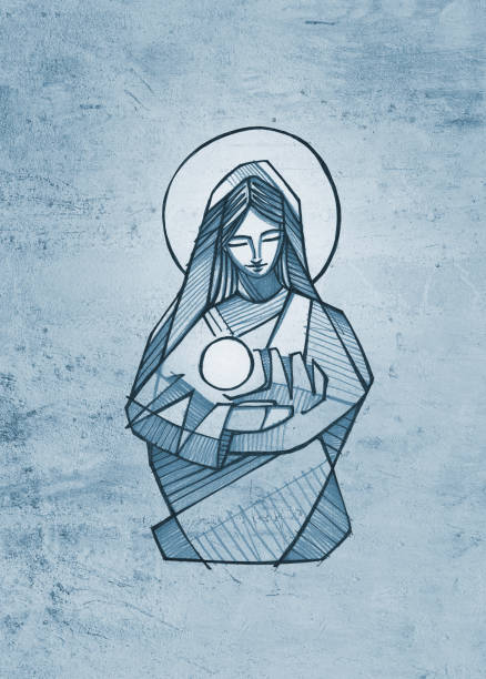 赤ちゃんイエス·キリストのイラストと聖母マリア - virgin mary jesus christ saint mary spirituality点のイラスト素材／クリップアート素材／マンガ素材／アイコン素材