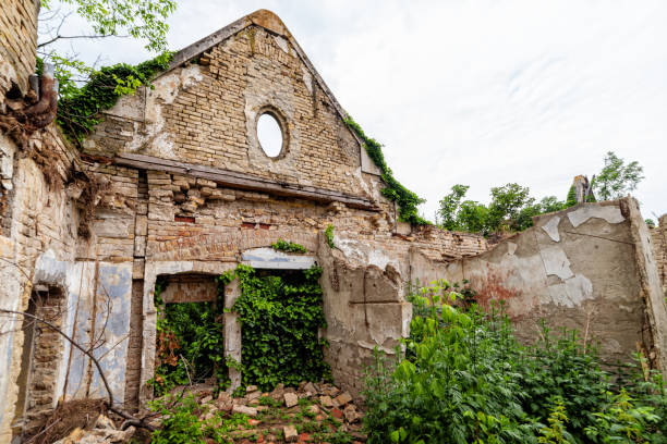The abandoned Fernbach Castle, also known as Baba Pusta, was built in 1906 by Karol Fernbach for his own needs. Aleksa Santic, Serbia - June 06, 2021: The abandoned Fernbach Castle, also known as Baba Pusta, was built in 1906 by Karol Fernbach for his own needs. pusta stock pictures, royalty-free photos & images