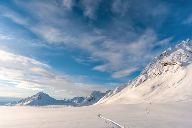 istock View of backcountry ski track in deep snow 1325280852