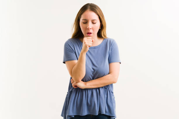 istock Caucasian woman with a bad lung disease 1325285163