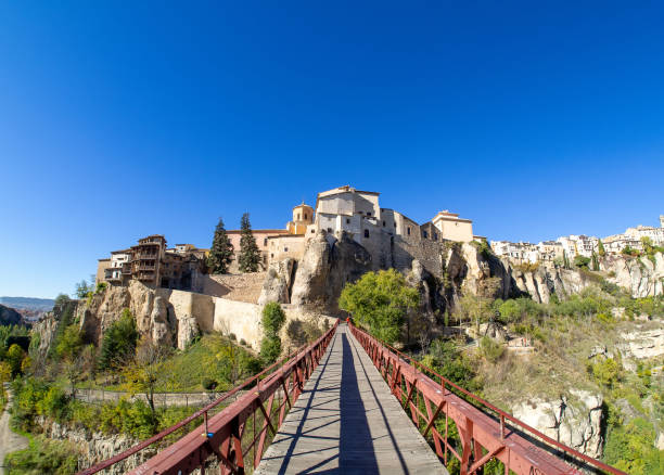 istock Iron bridge - Ancient Spain - Cuenca city on rocks cliffs 1325285505