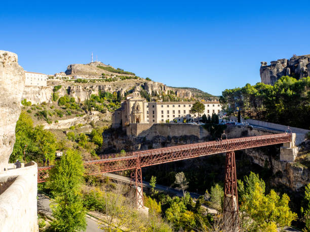 istock Iron bridge - Ancient Spain - Cuenca city on rocks cliffs 1325286415