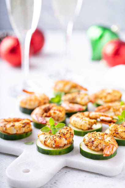 istock New Years Eve party appetizer, shrimp and cucumber 1325291174