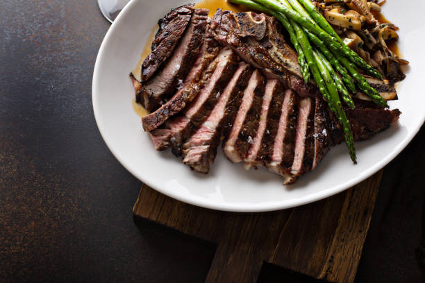 istock Beef steak with mushrooms and asparagus 1325291188