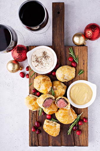 Bite size Beef Wellingtons, New Years Eve or Christmas party appetizer
