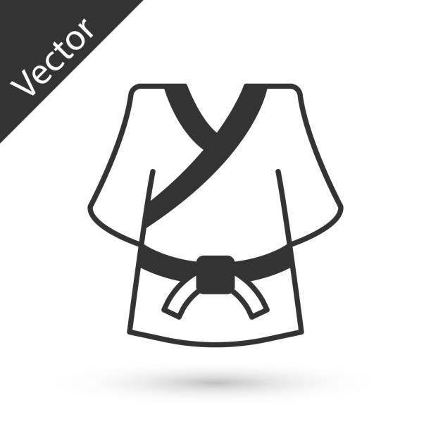 istock Grey Kimono icon isolated on white background. Chinese, Japanese, Korean, Vietnamese wearing national costumes, kimono. Traditional Asian costumes. Vector 1325294919