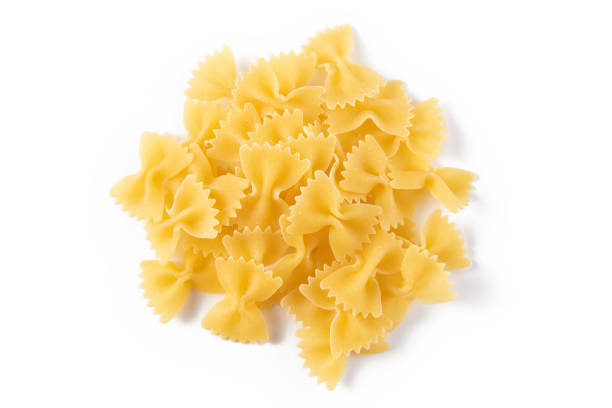 Close-up of Pasta Farfelle on White Background