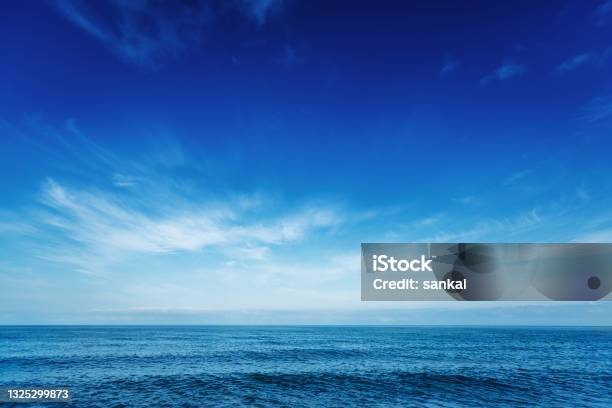 Blue Sky Over The Sea Stock Photo - Download Image Now - Sky, Blue, Sea