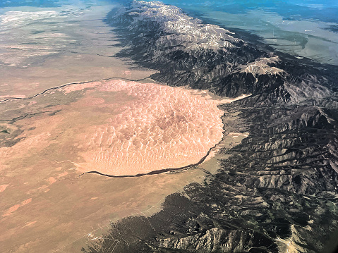 Great Dunes National Park and Rocky Mountains aerial view