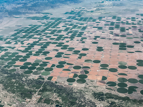 Desert farming aerial view