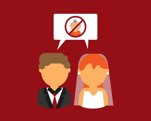 Vector illustration of DINK or double income no kids as married couple want no child