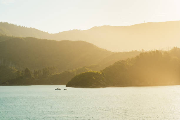 The beautiful view of Cook Strait during ferry from Wellington to Picton, New Zealand.