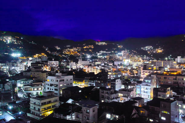 istock Scenery of a hot spring town at night 1325319897